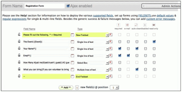 Создание регистрационной формы с помощью плагина Cforms II Создание регистрационной формы с помощью плагина Cforms II