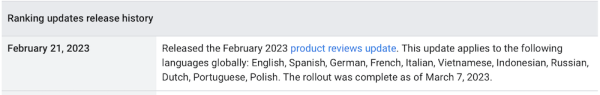 
            Google завершил февральское обновление алгоритма ранжирования отзывов о товарах
        